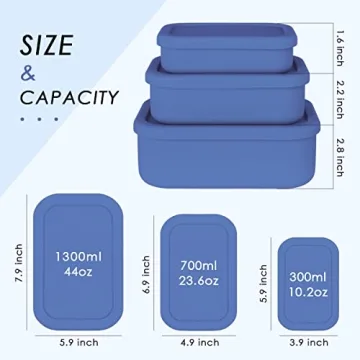 Keweis Silicone Food Storage Containers Set of 3 Ideal for Meal Prep