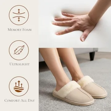 Cozy OOW Fuzzy Slippers for Women - Warm Memory Foam Shoes