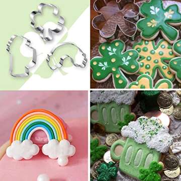 St. Patrick's Day Shamrock Cookie Cutters Set - 6 Unique Shapes for Festive Baking