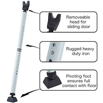 Adjustable Door Security Bar for Home Safety and Peace of Mind