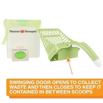 Neater Pets Neater Scooper Standard Cat Litter Scoop, 60 Refill Bags – Mess-Free Cat Litter Scooper with Bag, Spill-Proof Kitty Box Sifter, Bin Doubles as Poop Shovel Holder, For Single-Cat Households