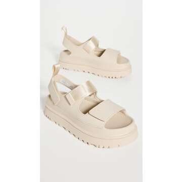 UGG Women's GOLDENGLOW Flat Sandal, SEA Salt, 8