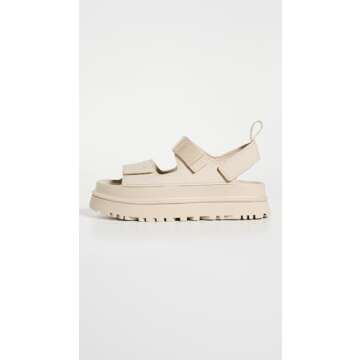 UGG Women's GOLDENGLOW Flat Sandal, SEA Salt, 8