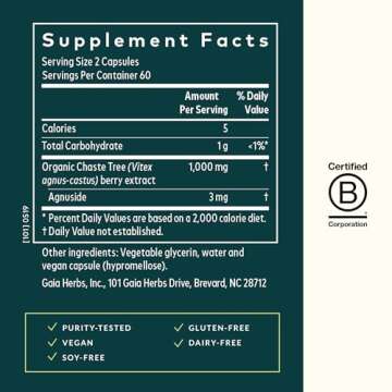 Gaia Herbs Vitex Berry - Support Hormonal Balance & Fertility for Women in 120 Vegan Caps
