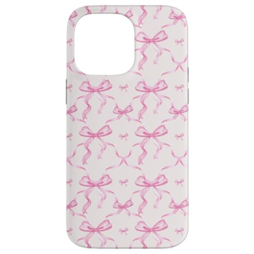 iPhone 14 Pro Max Aesthetic Pink Ribbons and Bows in Watercolor Case