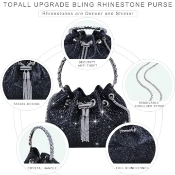 TOPALL Rhinestone Evening Bag Glamorous Silver Purse