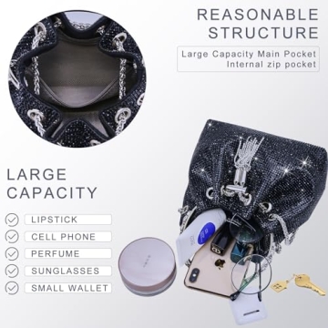 TOPALL Rhinestone Evening Bag Glamorous Silver Purse