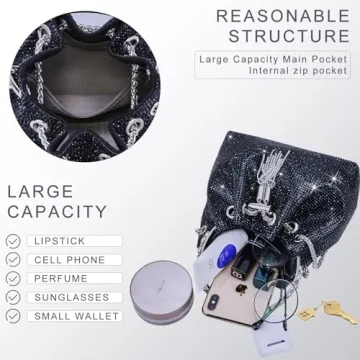 TOPALL Rhinestone Evening Bag Glamorous Silver Purse