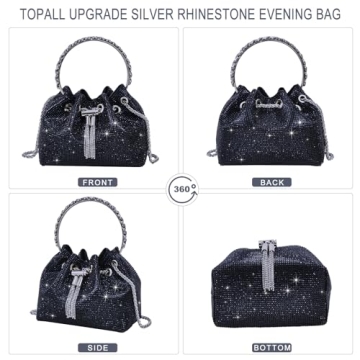TOPALL Rhinestone Evening Bag Glamorous Silver Purse