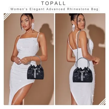 TOPALL Rhinestone Evening Bag Glamorous Silver Purse
