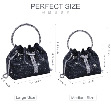 TOPALL Rhinestone Evening Bag Glamorous Silver Purse