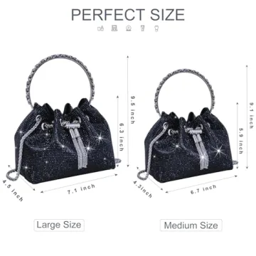 TOPALL Rhinestone Evening Bag Glamorous Silver Purse