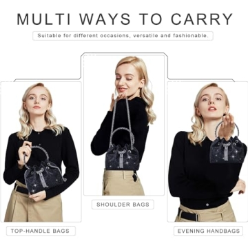 TOPALL Rhinestone Evening Bag Glamorous Silver Purse