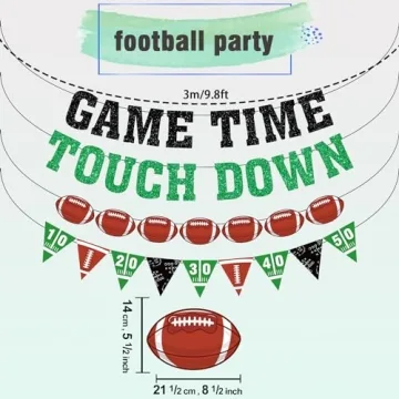 Football Game Time Pre-Strung Party Banner for All Occasions