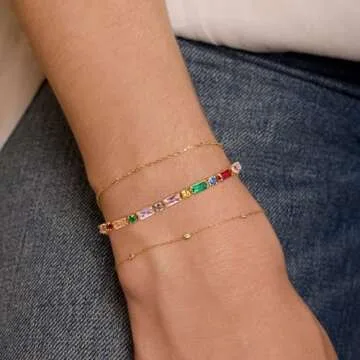 KissYan Tennis Bracelet for Women, 14K Gold Plated Cubic Zirconia Diamond Adjustable Slider Bracelet...