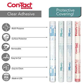Con-Tact Brand Creative Clear Covering, Versatile and Self-Adhesive Shelf Liner, Semi-Transparent Privacy Film, Protective Clear Vinyl, 18'' x 9', Clear Matte