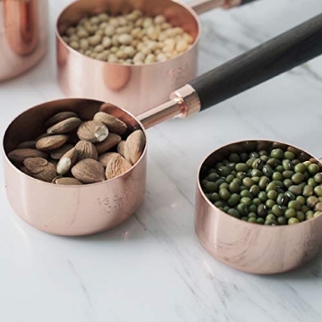 TeenGo Stainless Steel Measuring Cups Set with Wood Handle