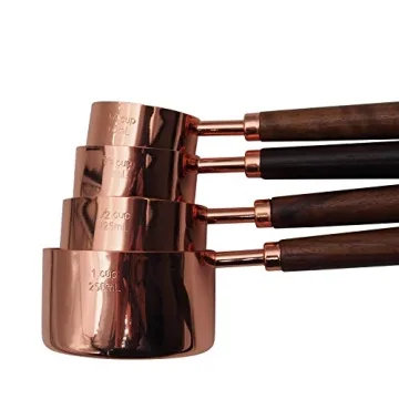 TeenGo Stainless Steel Measuring Cups Set with Wood Handle