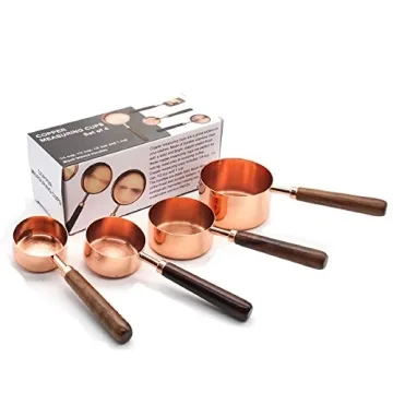 TeenGo Stainless Steel Measuring Cups Set with Wood Handle