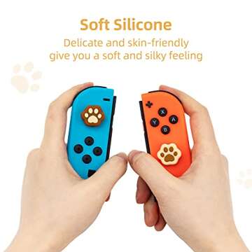 GeekShare 4PCS Cat Paw Shape Thumb Grip Caps,Soft Silicone Joystick Cover Compatible with Switch/OLED/Switch Lite (Milk Tea Brown)