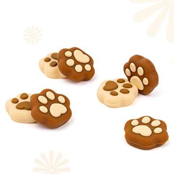 GeekShare 4PCS Cat Paw Shape Thumb Grip Caps,Soft Silicone Joystick Cover Compatible with Switch/OLED/Switch Lite (Milk Tea Brown)