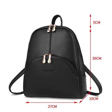 Nevenka Backpack Purse for Women Casual Shoulder Bag PU Leather Zipper Closure Adjustable Strap