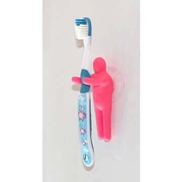 Lucore Colorful People Toothbrush Holder And Utility Suction Hook, Set of 4 Pc