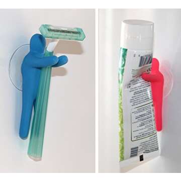 Lucore Colorful People Toothbrush Holder And Utility Suction Hook, Set of 4 Pc