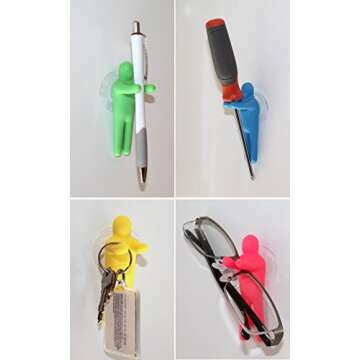 Lucore Colorful People Toothbrush Holder And Utility Suction Hook, Set of 4 Pc