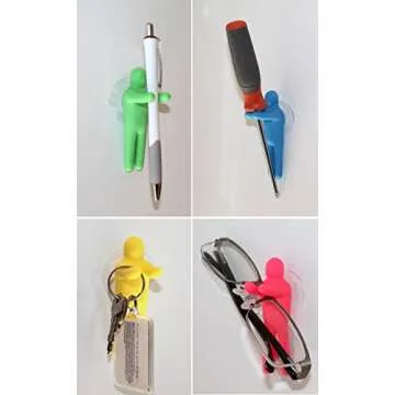 Lucore Colorful People Toothbrush Holder And Utility Suction Hook, Set of 4 Pc