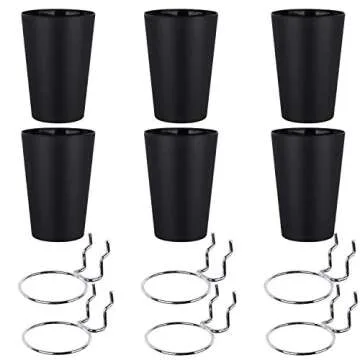 Kuhome 6 Sets Pegboard Hooks with Pegboard Cups, Ring Style Pegboard Bins with Rings, Pegboard Cup Holder Accessories for Organizing Storage (Black)