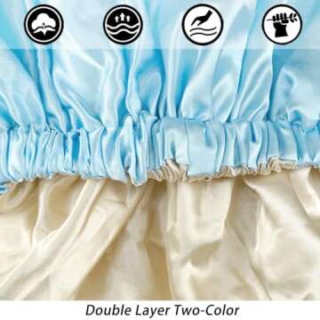 Satin Bonnet Silk Bonnet Hair Bonnet for Sleeping-Slouchy Beanie Hat Satin Sleep Cap for Women's Natural & Curly Hair(Blue)