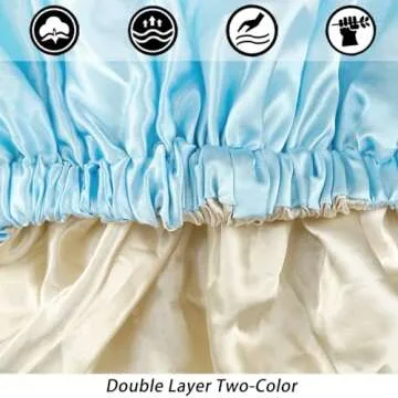 Satin Bonnet Silk Bonnet Hair Bonnet for Sleeping-Slouchy Beanie Hat Satin Sleep Cap for Women's Natural & Curly Hair(Blue)