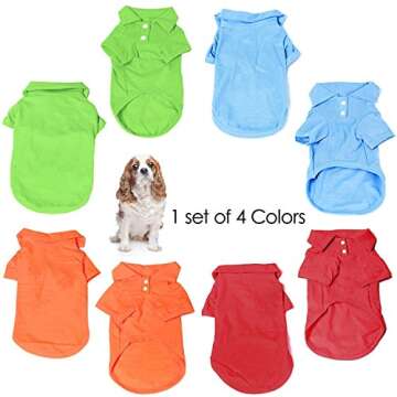 KINGMAS 4 Pieces Dog T-Shirt, Breathable Pet Shirts, Puppy Sweatshirt Dog Clothes Outfit Apparel Coats for Small Medium Dogs Cats (Blue, Green, Red, Orange) - Medium