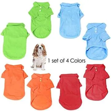 KINGMAS 4 Pieces Dog T-Shirt, Breathable Pet Shirts, Puppy Sweatshirt Dog Clothes Outfit Apparel Coats for Small Medium Dogs Cats (Blue, Green, Red, Orange) - Medium