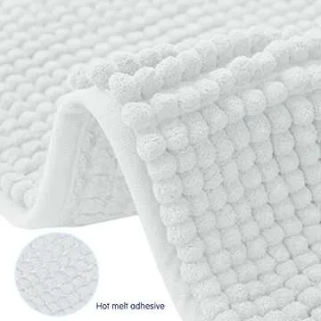 SUBRTEX Bathroom Rugs Chenille Bath Rug Soft Short Plush Bath Mat Soft Shower Mat Water Absorbent Shower Mat Quick Dry Machine Washable(White,24" x 60")