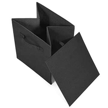 MaidMAX Cloth Storage Cubes Bins with Dual Handles for Home Closet Drawers Cube Organizer, Foldable, Black, 10.5×10.5×11 inches, Set of 6