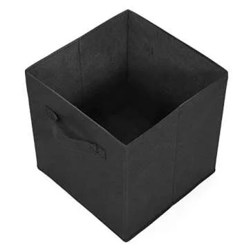MaidMAX Cloth Storage Cubes Bins with Dual Handles for Home Closet Drawers Cube Organizer, Foldable, Black, 10.5×10.5×11 inches, Set of 6