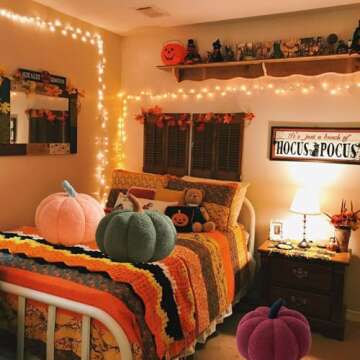CANGHI Halloween Fluffy Plush Pumpkin Throw Pillow, 3D Simulated Pumpkin Shaped Decorative Pillow fo...