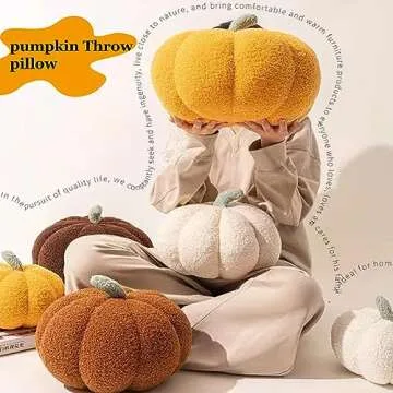 CANGHI Halloween Plush Pumpkin Decorative Pillow for Fall