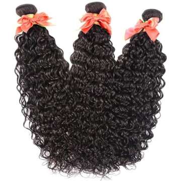 Alimog Water Wave Human Hair Bundles 10A Wet and Wavy Bundles Human Hair Brazilian Curly Wave Bundle...