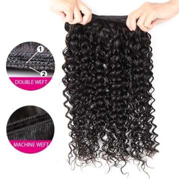 Alimog Water Wave Human Hair Bundles 10A Wet and Wavy Bundles Human Hair Brazilian Curly Wave Bundles Human Hair Virgin Human Hair 3 Bundles 20 22 24 Inch Hair Extension 180% Density Natural Black