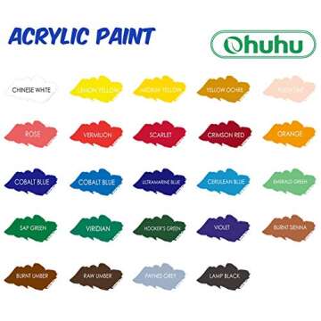 Ohuhu Acrylic Paint Set - 24 Vivid Colors for Art Projects