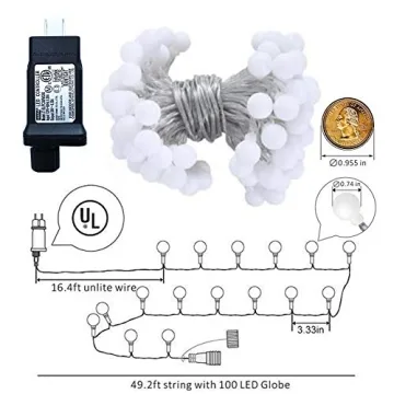 RaThun Globe String Lights - 49ft 100 LED Indoor-Outdoor Decor