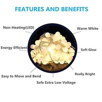 RaThun Globe String Lights - 49ft 100 LED Indoor-Outdoor Decor