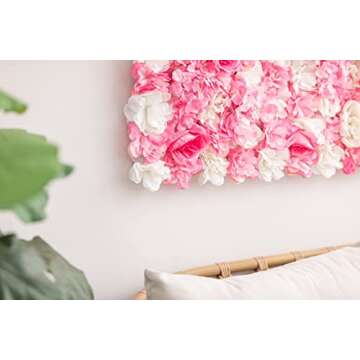 Bekka Bianka Flowers Wall (12 Packs) 3D Flower Wall Panel Silk Flowers for Wedding Backdrop, Event Decor, Bridal Shower, Baby Girls Room, Nursery, Rose Wall Decor, Pink Room Decor