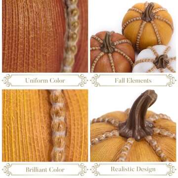 Valery Madelyn Pumpkins Fall Decorations for Home, Set of 6 Decorative Pumpkins Decor Indoor Resin Harvest Pumpkin Figurines for Table, Tabletop Autumn Thanksgiving Halloween Decorations