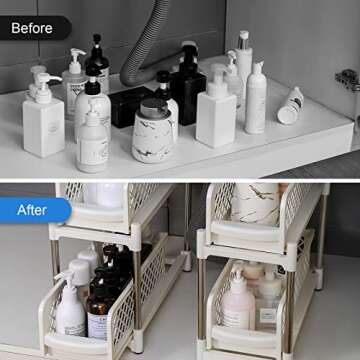 Sunview Bathroom Organizer 2PCS, Under Sink Organizers and Storage,2Tier Pull Out Cabinet Organizer,...