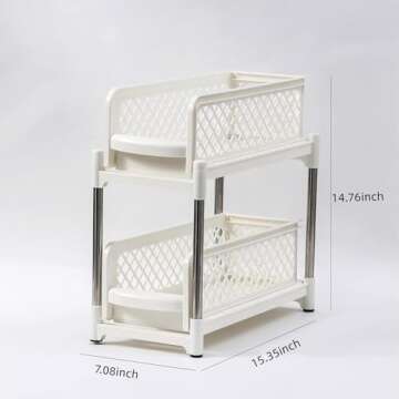 Sunview Bathroom Organizer 2PCS, Under Sink Organizers and Storage,2Tier Pull Out Cabinet Organizer,Sliding Cabinet Organizers with Storage Drawers for Bathroom Kitchen Countertop Narrow Space (White)