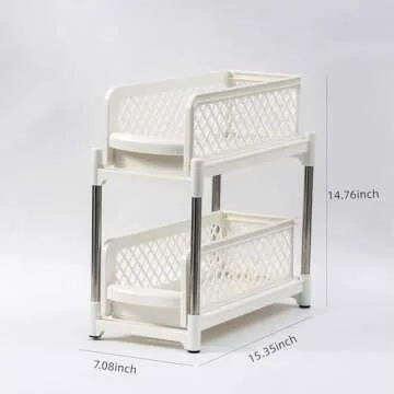 Sunview Bathroom Organizer 2PCS, Under Sink Organizers and Storage,2Tier Pull Out Cabinet Organizer,Sliding Cabinet Organizers with Storage Drawers for Bathroom Kitchen Countertop Narrow Space (White)